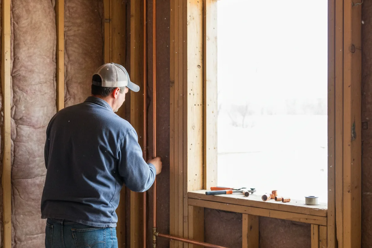 Licensed plumber running new copper supply lines in a Stark City home